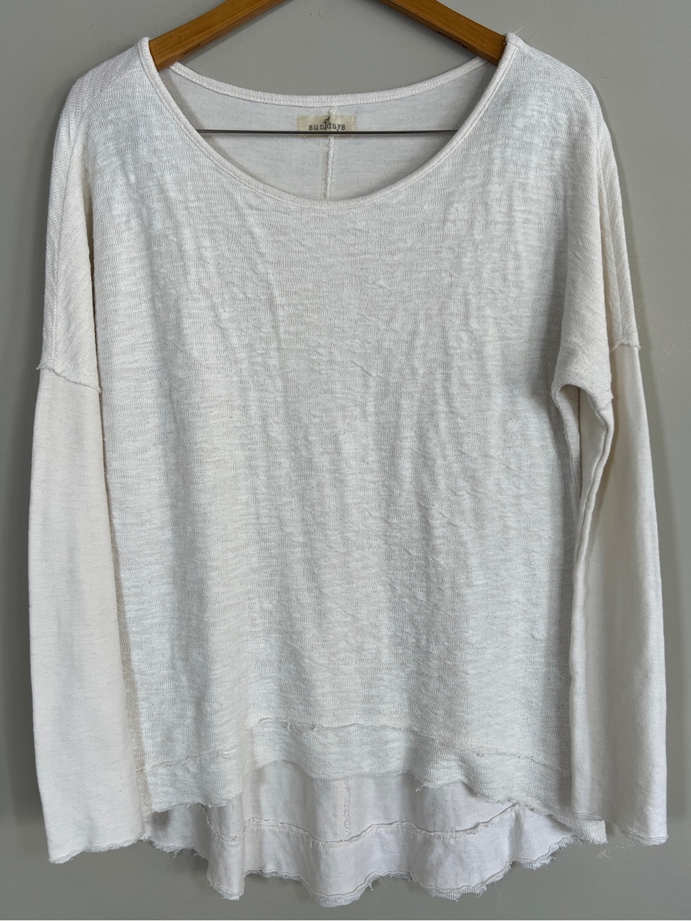 Anthropologie Sundays One XL cream beach slubresort lounge relax boho top